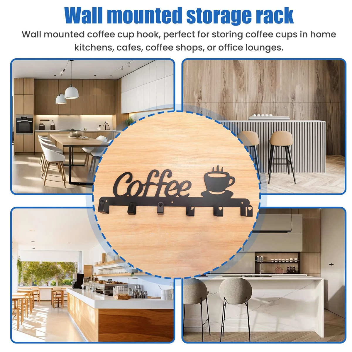 Koffiemokhouder Aan De Muur Gemonteerd, Koffiebar Decor Bord, Koffie Cup Rack Hold, Koffiebord Mok Hanger, Koffie Mok Rack