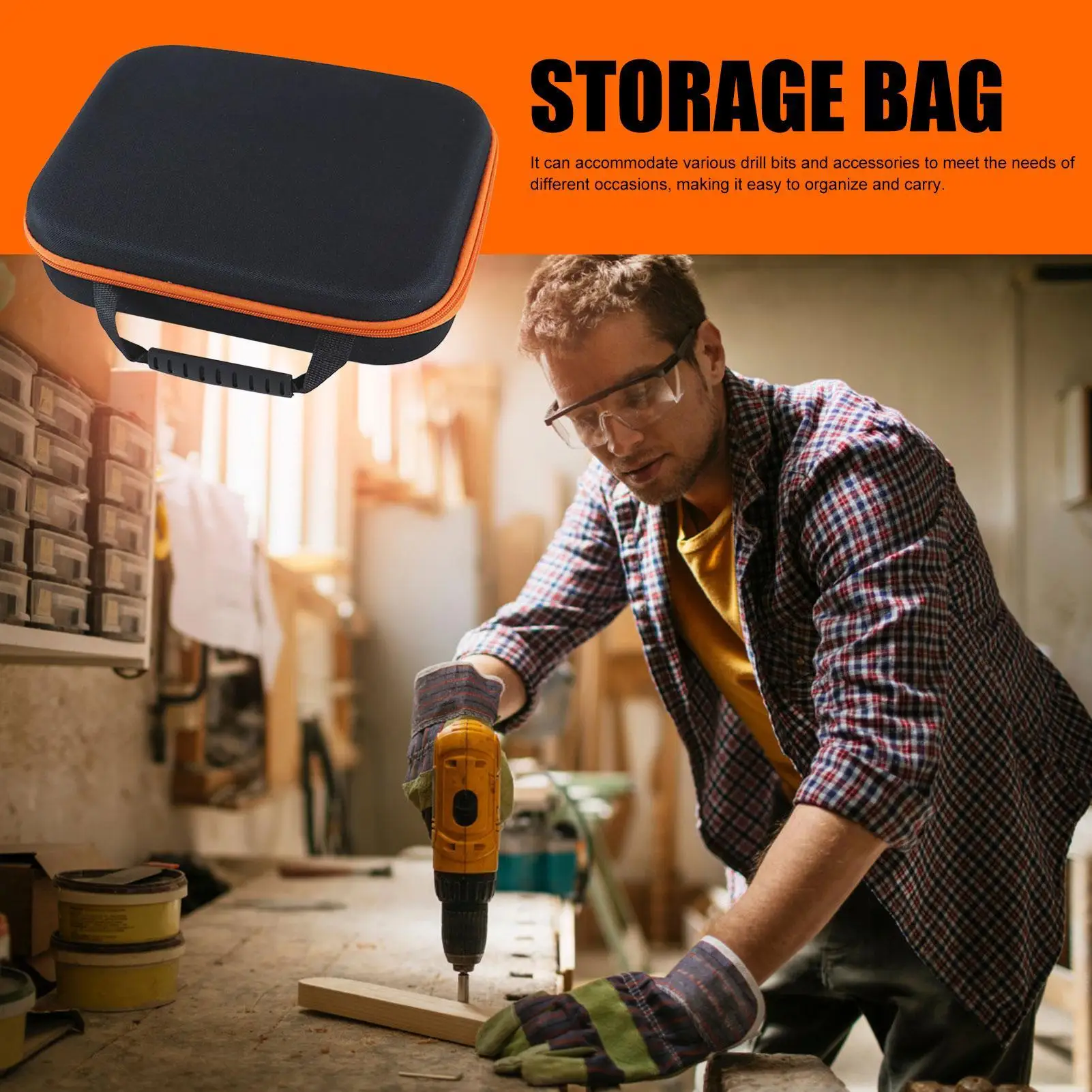 Portable Electric Drill Tool Storage Bag Oxford Cloth Electrician Hardware Organizer Pouch Multipurpose Shockproof Carrying Case