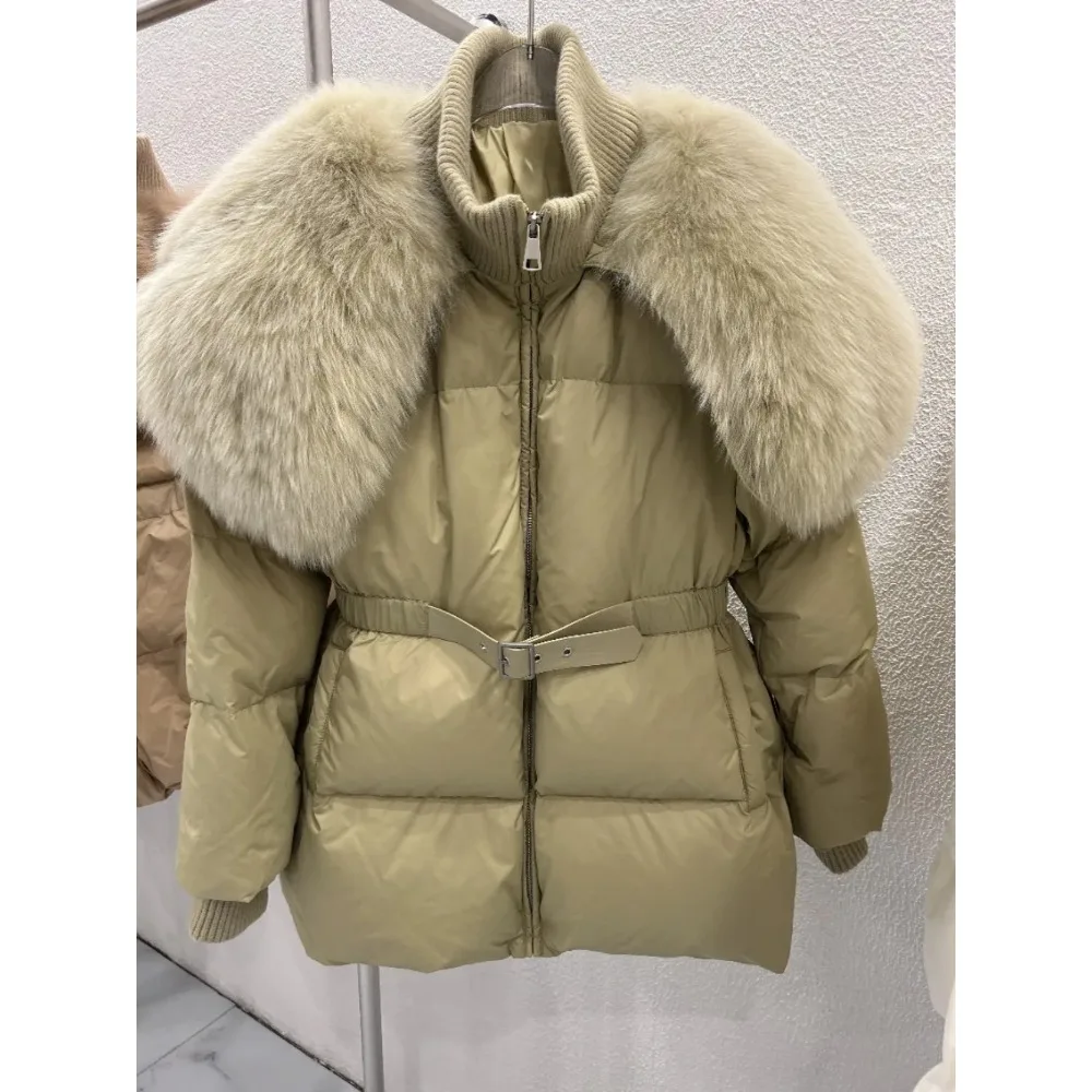 2024Down Jacket Woman Fashion White Goose Down Jackets Winter American Thick Real Natural Fox Fur Collar Puffer Jacket Warm Fur