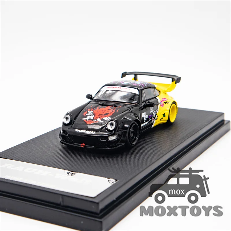 Mini Station 1:64 RWB 964 SAMURAI 2077 BlackYellow / SilverGreen limited499 Diecast Model Car