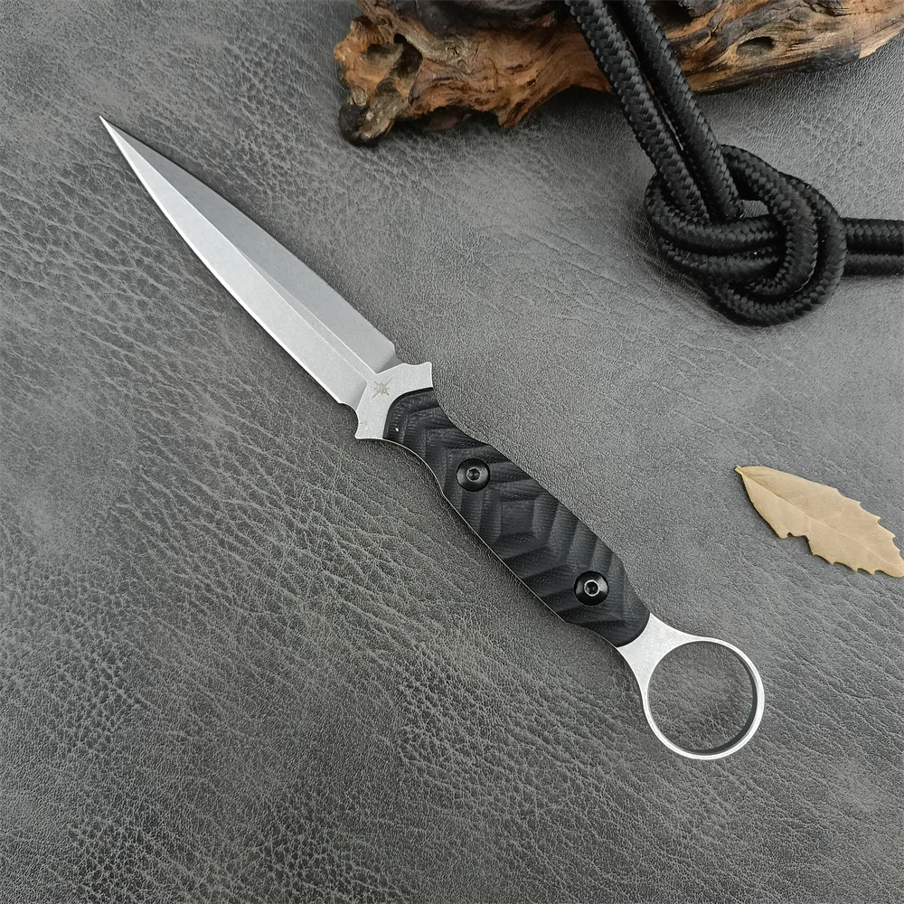 TOOR Hiking EDC Fixed Blade Knife with Black Kydex Sheath D2 Blade G10 Handle Survival Combat Tool Outdoor Self Defence Knives