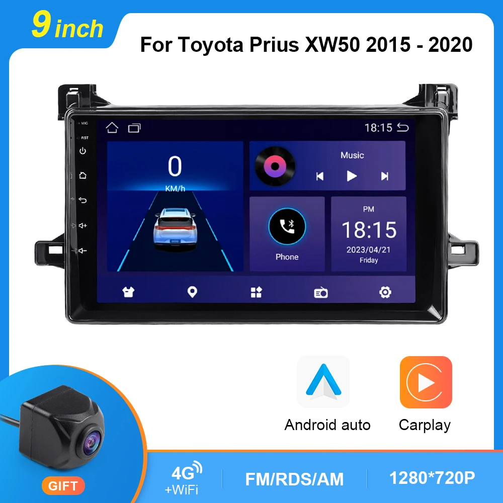 

For Toyota Prius XW50 2015-2020 Car Radio Multimedia Navigation GPS Stereo Player Android Auto Carplay DSP 2 Din DVD 4G WIFI