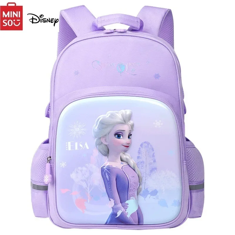 MINISO Disney New 2024 Frozen Princess Elsa Bags 1 To 3 Grade Backpack High-quality Children\'s Burden-reducing Backpacks Gifts