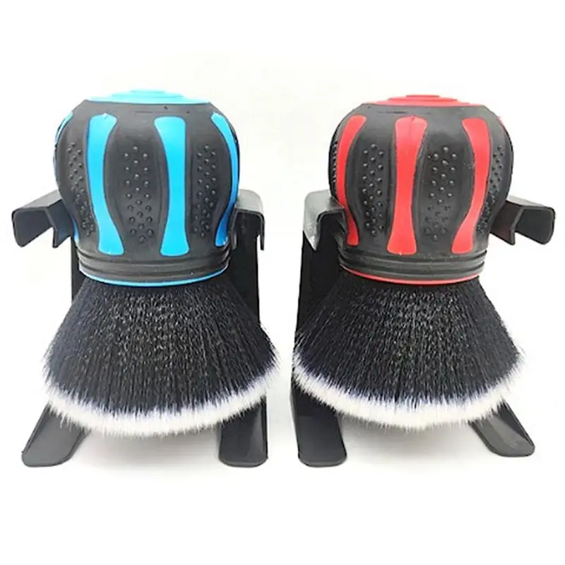 Auto Detailing Air Duster Car Detailing Brushes with Storage Rack Soft Bristles Auto Interior Dust Cleaner with Button Handle