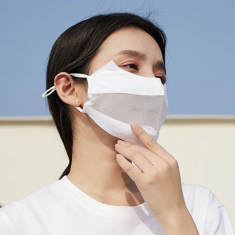 야외 얼음 실크 선 스크린 마스크 여성 페이스 마스크 통기성 메쉬 페이스 커버 운전 승마 하이킹 사냥 러닝 스포츠 마스크 New