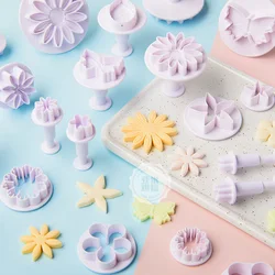 Fondant Cake Decorating Tool Cookie Embosser Mold Cartoon Sunflower Heart Shaped Biscuit Pastry Stamp Hand Press Baking Mould