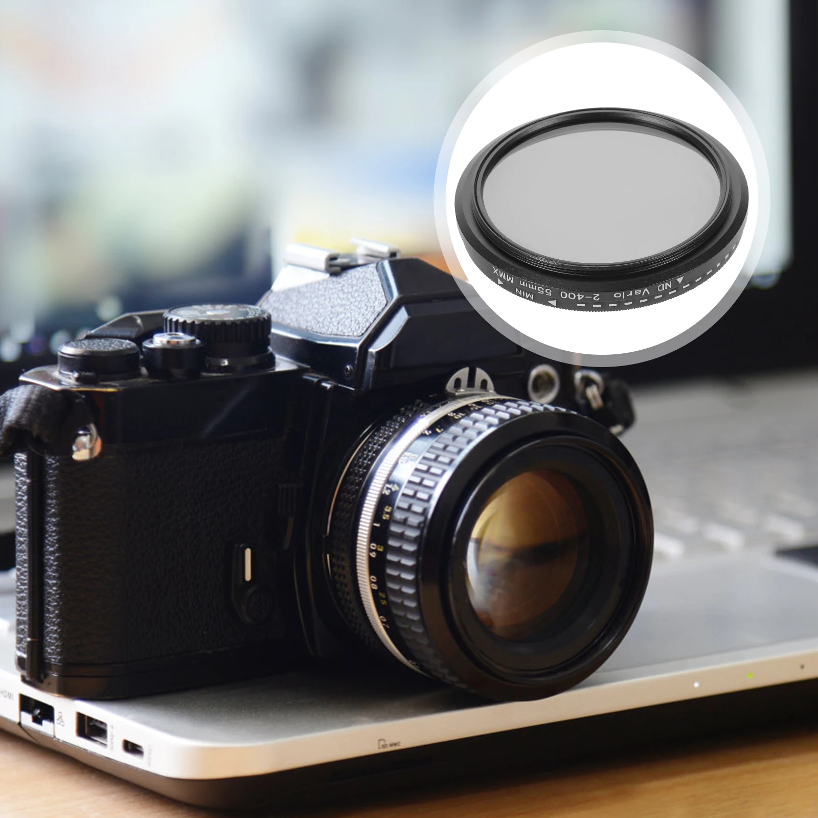 

Lens Adjustable -Nd400 Ultra Thin 55mm Camera Lens Neutral Density Photography Supply