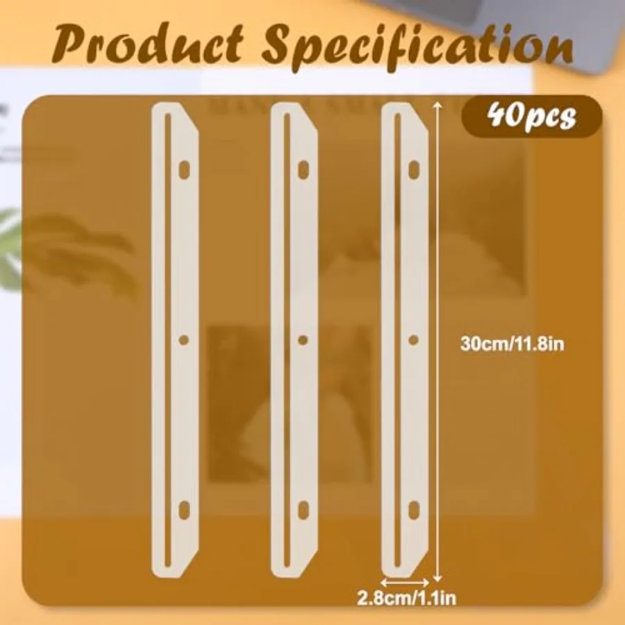 40Pcs Magne Holders for Binders 3 Hole Puhed Plastic Magne Organizer Binder Accessories 3 Ring Binder Insert Strips for File Bo