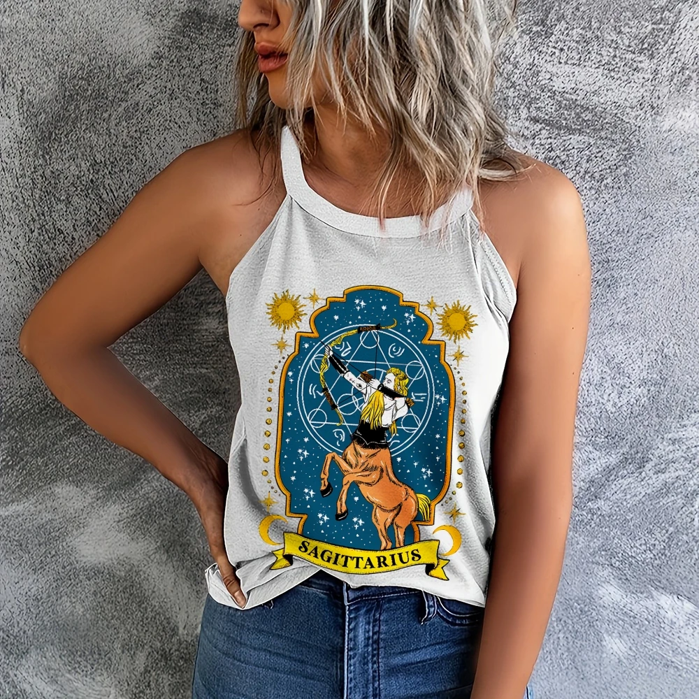 

Sagittarius Zodiac Women's Solid Color Versatile Vest,,Round Neck Vest,Trendy Tank Tops,Summer Tank Top,Work Out Tank Top