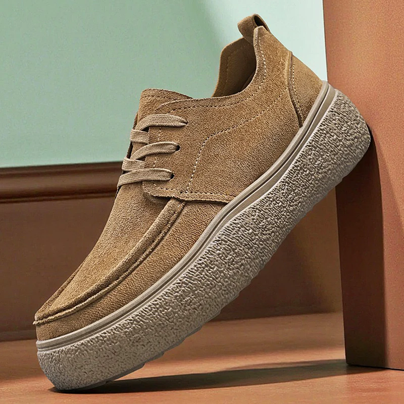 

Autumn Wide Toe Spring New Men's Cowhide Fashion Versatile Single Short Boots Soft Leather Men's Boots Zapatillas De Deporte