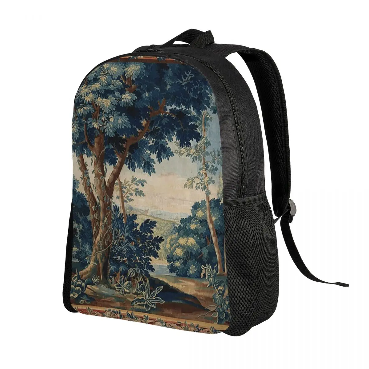 GREENERY, TREES IN WOODLAND LANDSCAPE Antique Flemish Backpack Daypack Large Capacity Boy Girl BookBag School Bag Shoulder Bags