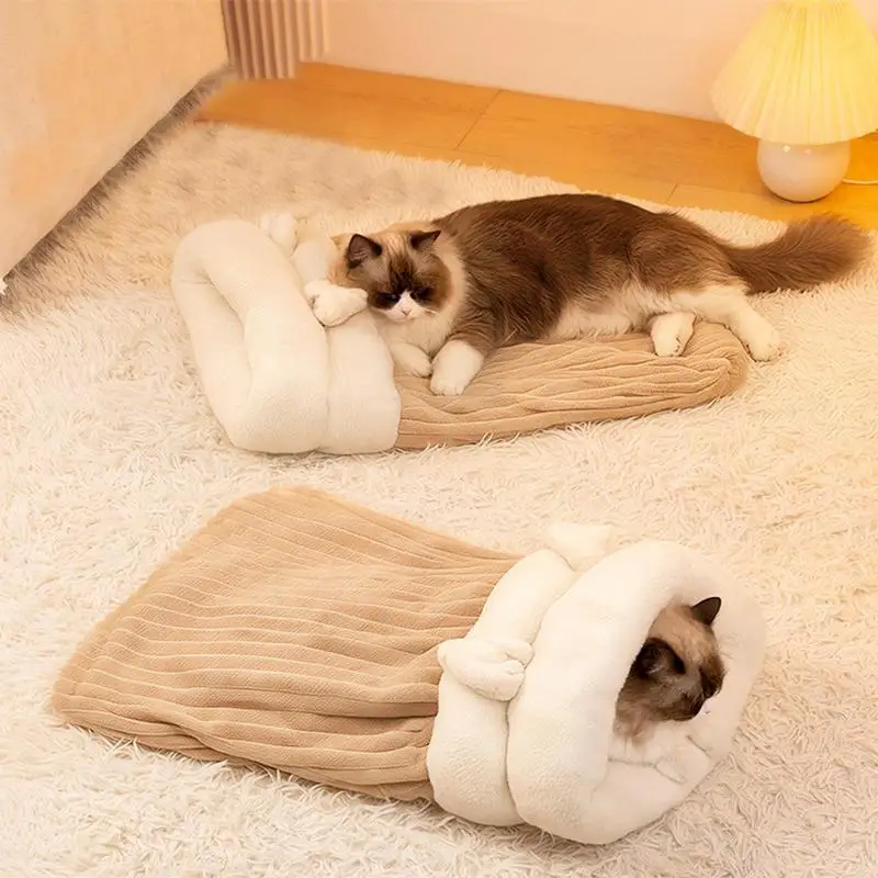 Cat Snuggle Sack Warm Cat Bed For Winter Comfortable Soft Plush Large Cat Sack For Cats And Small Pets