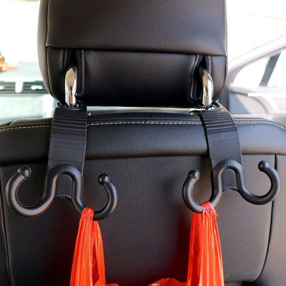 1 Pair Practical Invisible Seat Back Adjustable Bending Food Holder Hook Seat Headrest Hanger Car Cargo Hook Bag Clip