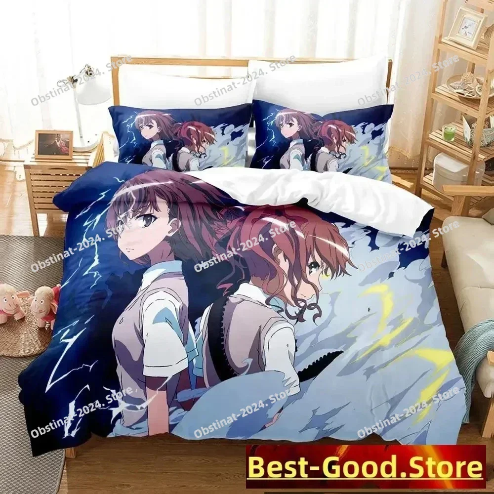 Misaka Mikoto A Certain Magical Index Railgun Bedding Set Printed With Pillowcase Bed Duvet Cover Single Double Queen King Size
