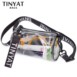 TINYAT Mini Transparent Women Shoulder Bags Waterproof PVC Clear Messenger Bags Girl Jelly Crossbody Bag Travel Female Sling Bag