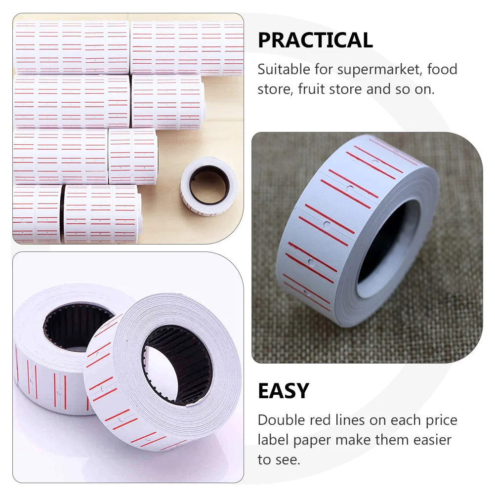 30 Rolls Tabs Label Sticker Self Adhesive Price Paper Stickers White Tag Machine