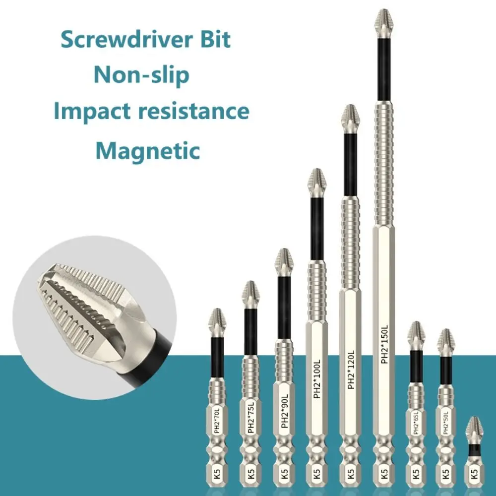 طقم مفك براغي فيليبس ، سبيكة فولاذية ، مانع للانزلاق ، عرقوب سداسي طويل ، سائق تأثير مغناطيسي ، 9 روض