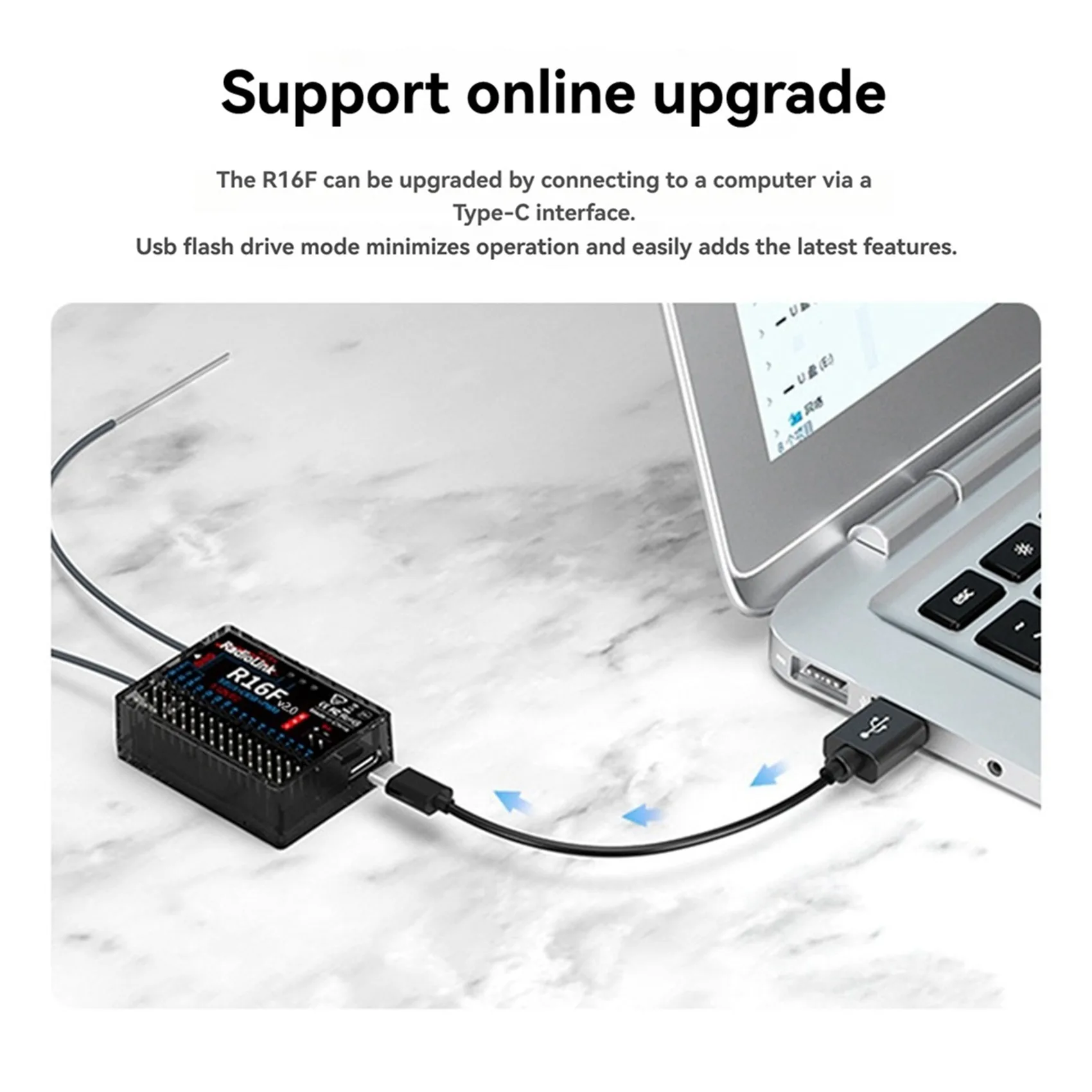 Radiolink R16F RC Receiver 16 ช่อง 2.4GHz พร้อม Gyro, แรงดันไฟฟ้า Telemetry, 600m สําหรับ RC รถ, เรือ, เครื่องบิน