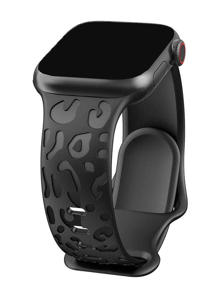 حزام محفورة لساعة أبل ، سوار سيليكون ليوبارد ، الفرقة لسلسلة iWatch 7 ، SE ، 3 ، 6 ، 8 ، Ultra ، 44 مللي متر ، 40 مللي متر ، 45 مللي متر ، 49 مللي متر ، 41 مللي متر, 38 مللي متر, 42 مللي متر