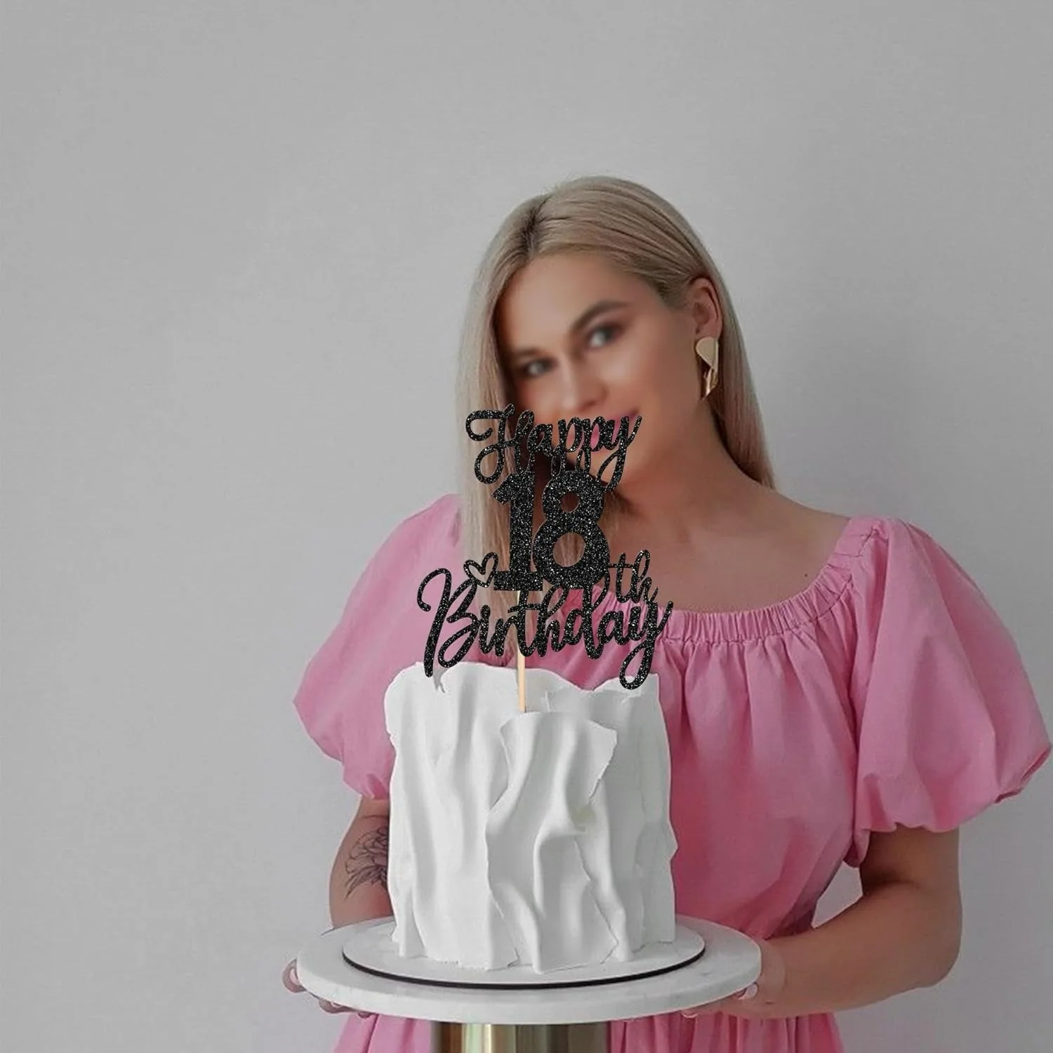 1 Stück schwarzer, anspruchsvoller Kuchendekoration zum 18. Geburtstag – offizielle Hello 18 Achtzehn-Kuchendekoration für Erwachsene für die Abschlussfeier – Detail 7