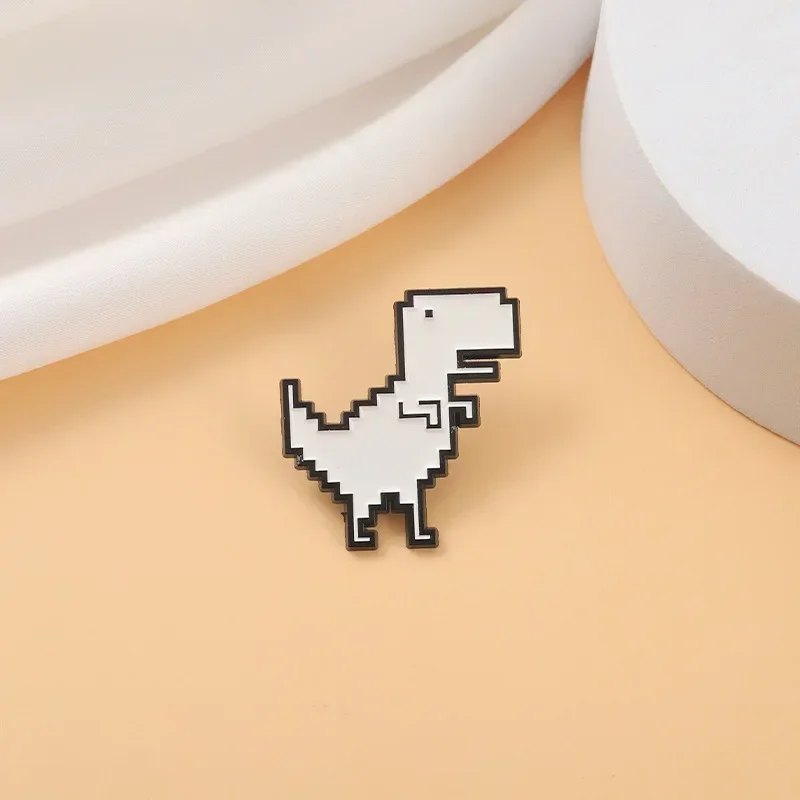 Creative White Dinosaur Brooch Fashion Metal Badge Bag Clothing Pin Party Birthday Gift Decoration Jewelry