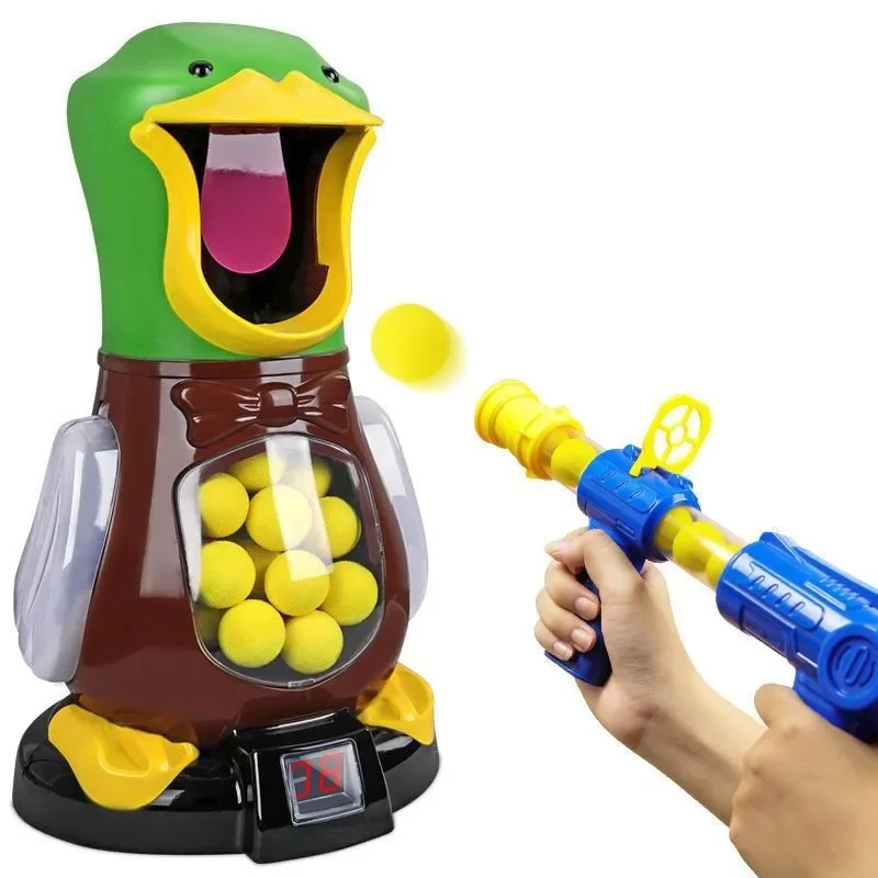 Hungry Shooting Duck Toys Air-powered Gun Soft Bullet Ball With Light Electronic Scoring Battle Games Funny Gun Toy For Kids