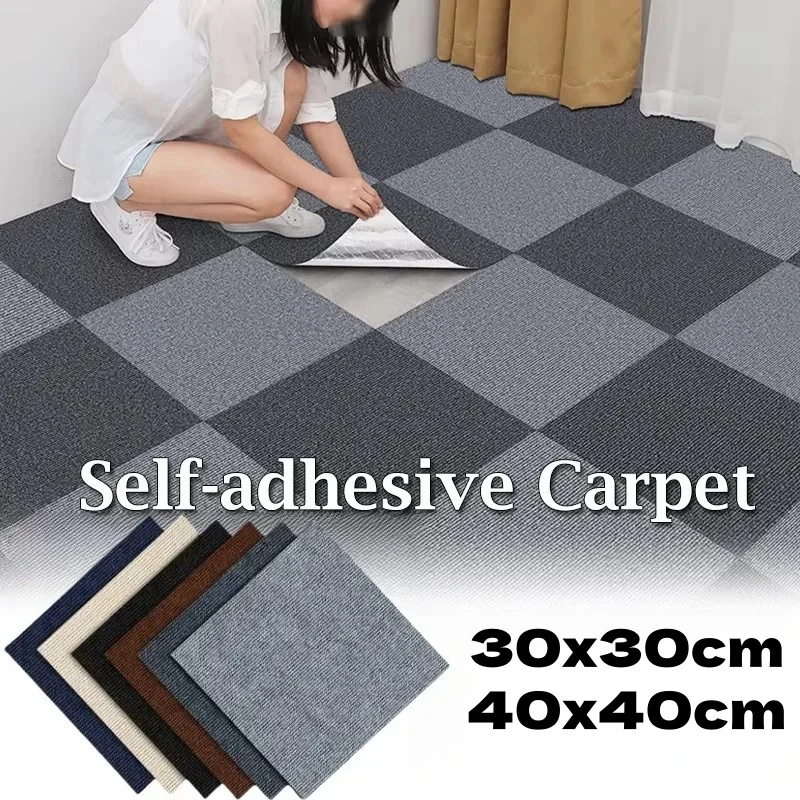10pcs 30x30/40x40cm Self Adhesive Carpet Floor Tiles Sticker Square Rugs Peel and Stick Mat Flooring for Bedroom Home Decor