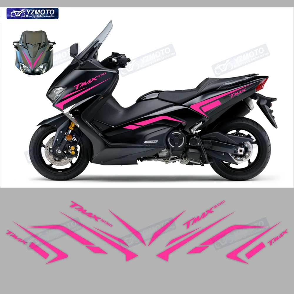 สําหรับ Yamaha TMAX530 2017 2018 2019 TMAX อุปกรณ์เสริมรถจักรยานยนต์ Full Car Racing Fairing สติกเกอร์กันน้ําสติ๊กเกอร์รูปลอกชุด