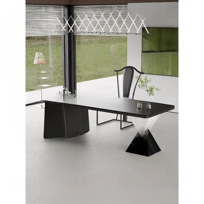 

Advanced rock slab tea table and chair combination light luxury modern high-end tea table