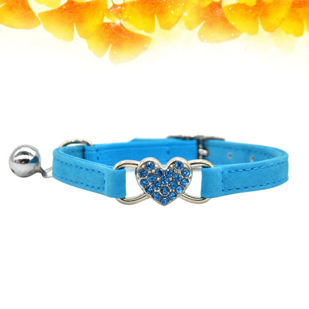 

Heart Rhinestone Collar Adjustable Pet Neck Chain For Kitten Adjustable Cat Collar Outdoor Walking Travel Decorative Shiny Blue