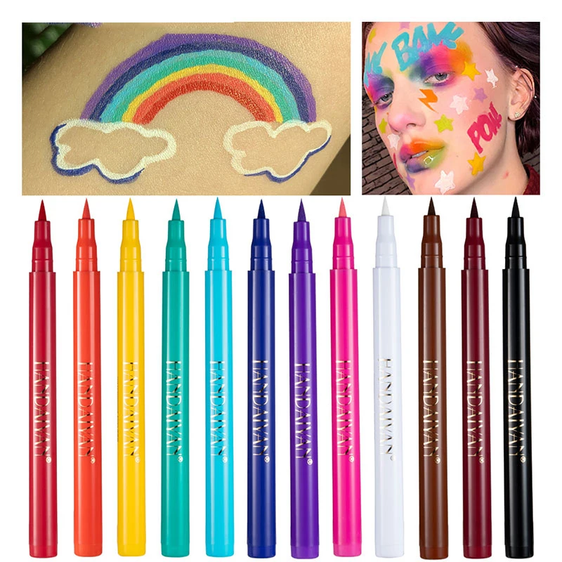 Colorful Eyeliner Pen Eyes Makeup Orange Waterproof Blue Green Eye Liner Long-lasting Smooth Eyeliners Pencil Eyes Cosmetics