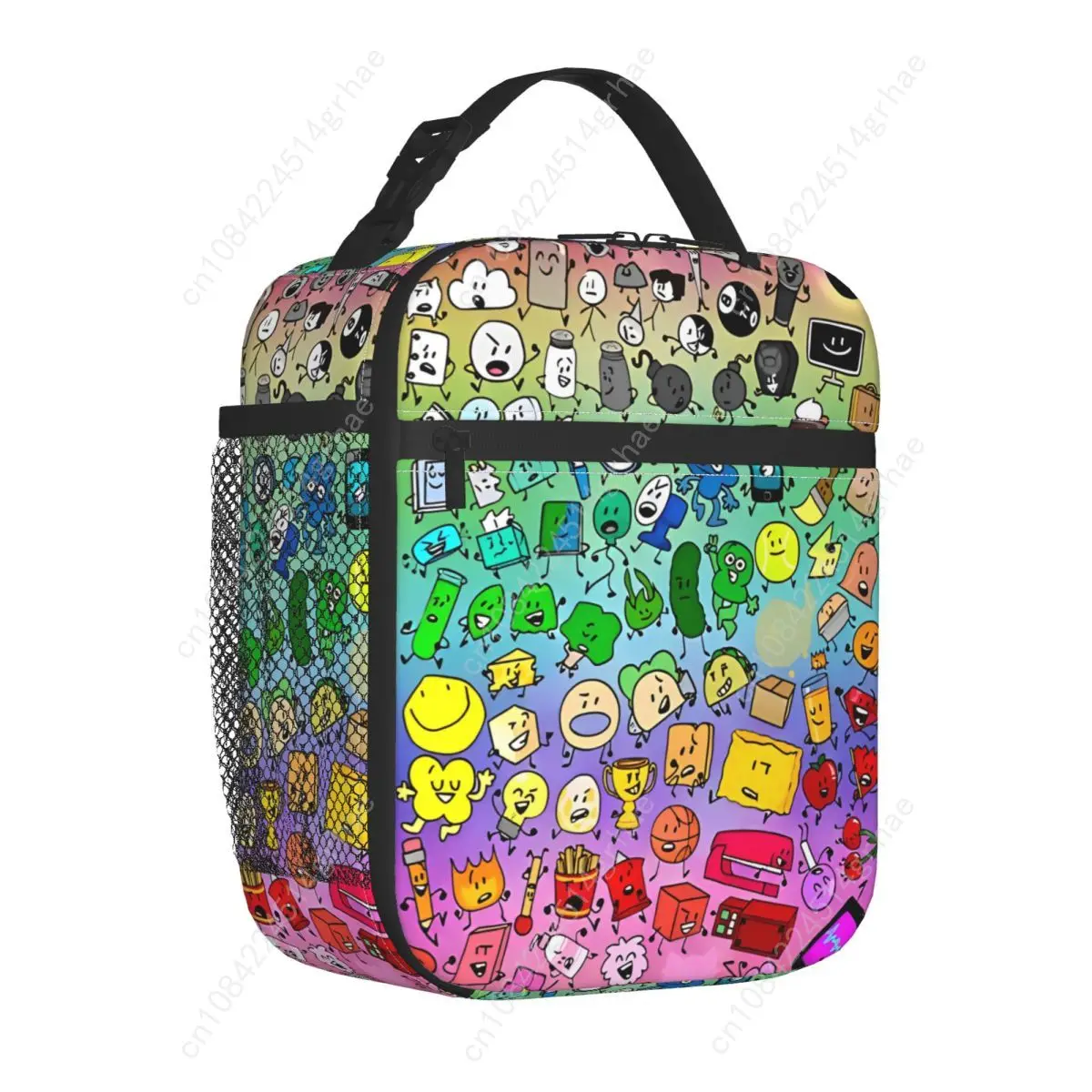 BFDI Inanimate Insanity Rainbow Insulated Lunch Bag Battle for Dream Island Food Container Reusable Thermal Cooler Lunch Box