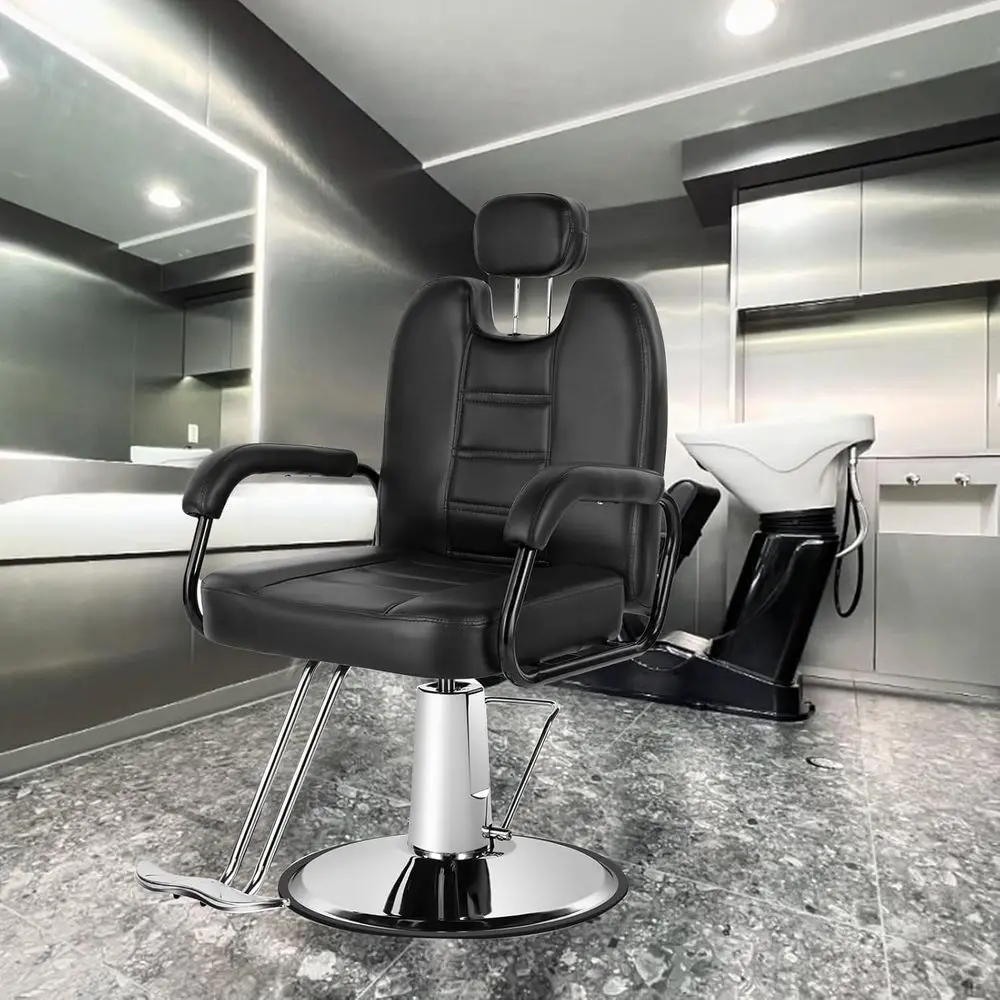 

Heavy Duty Hydraulic Salon Chair - Reclining Shampoo Chair with Wide Seat, Professional Hair Salon & Spa Furniture, Black