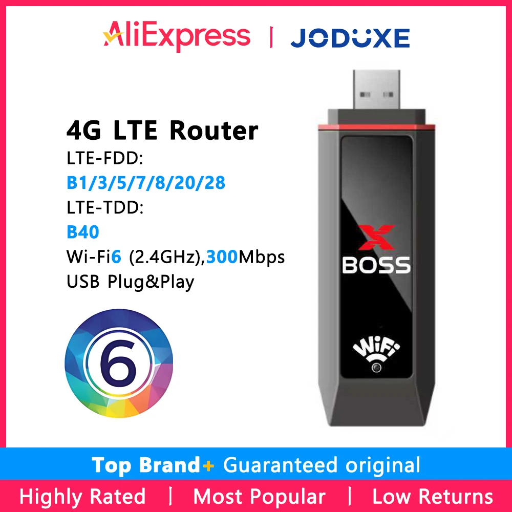 

JODUXE 4G LTE Router XBS00 2.4G WiFi 6 Efficient Wall Penetration Children Online Protection USB Mobile WiFi Router Repeater