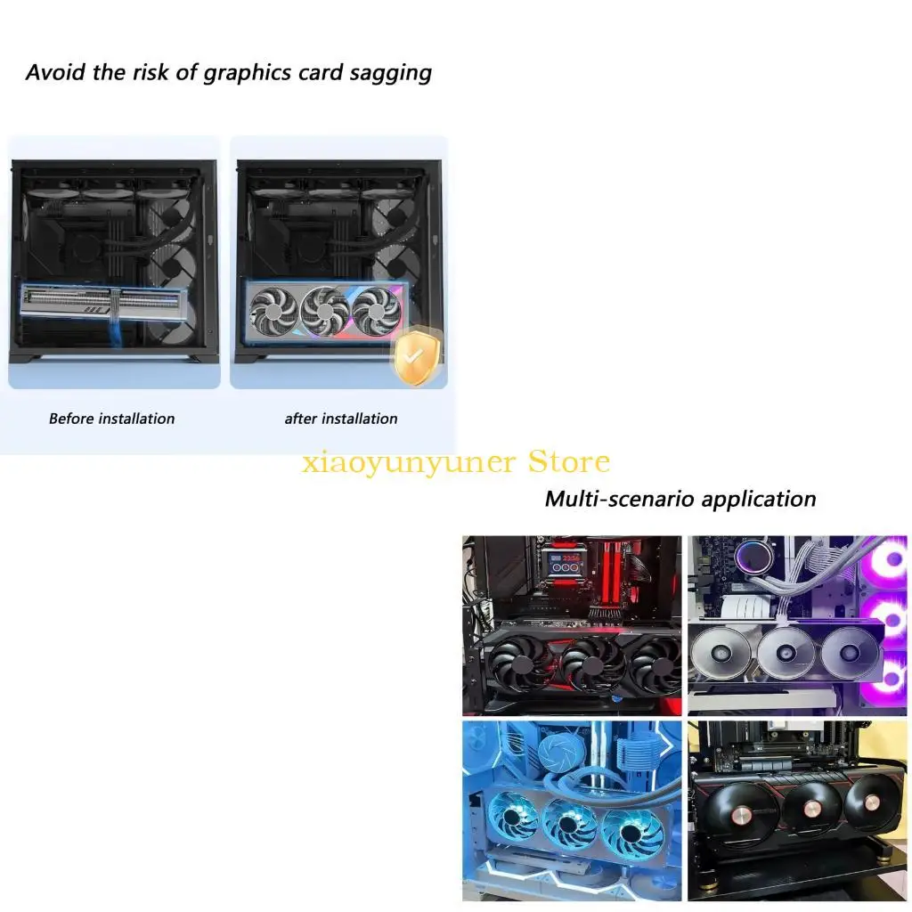 P9JB 2-Slot Video Card Support Holder for Desktop PC,Metal Mount Bracket with Magnetic Base and Side Grille Panel Kit
