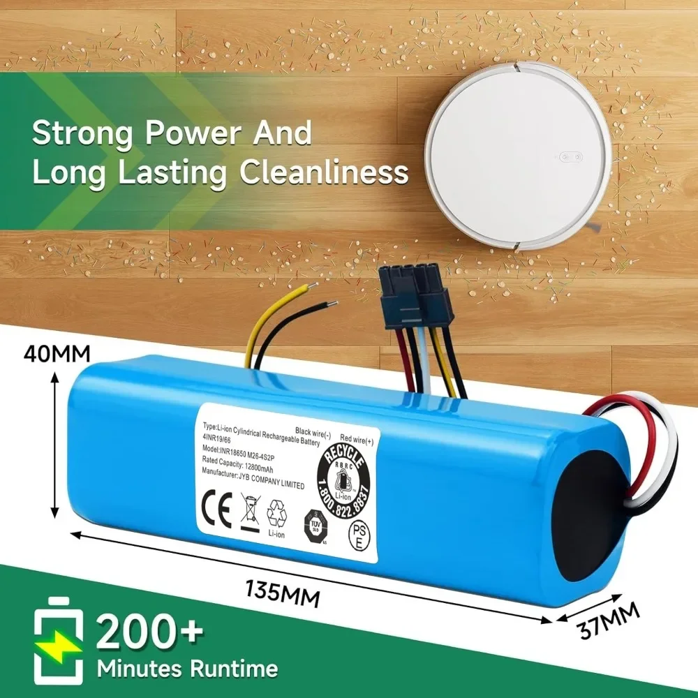 

12800mAh 14.8V Li-ion Battery Pack Compatible with Conga 4090 4490 4590 4690 Robot Vacuum Replacement Parts