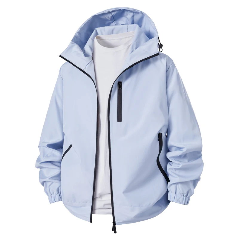 

Men's hooded outdoor raincoat, windproof hiking jacket, waterproof and rainproof jacket, lightweight outdoor hiking jacket