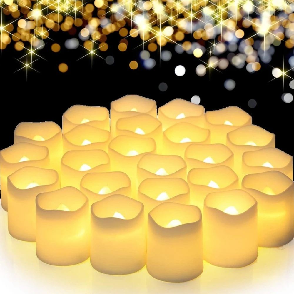 

12/24Pcs Flameless LED Tea Lights Candles 100+ Hours Battery-Powered Tealight Candle for Party Wedding Birthday Home Decoration
