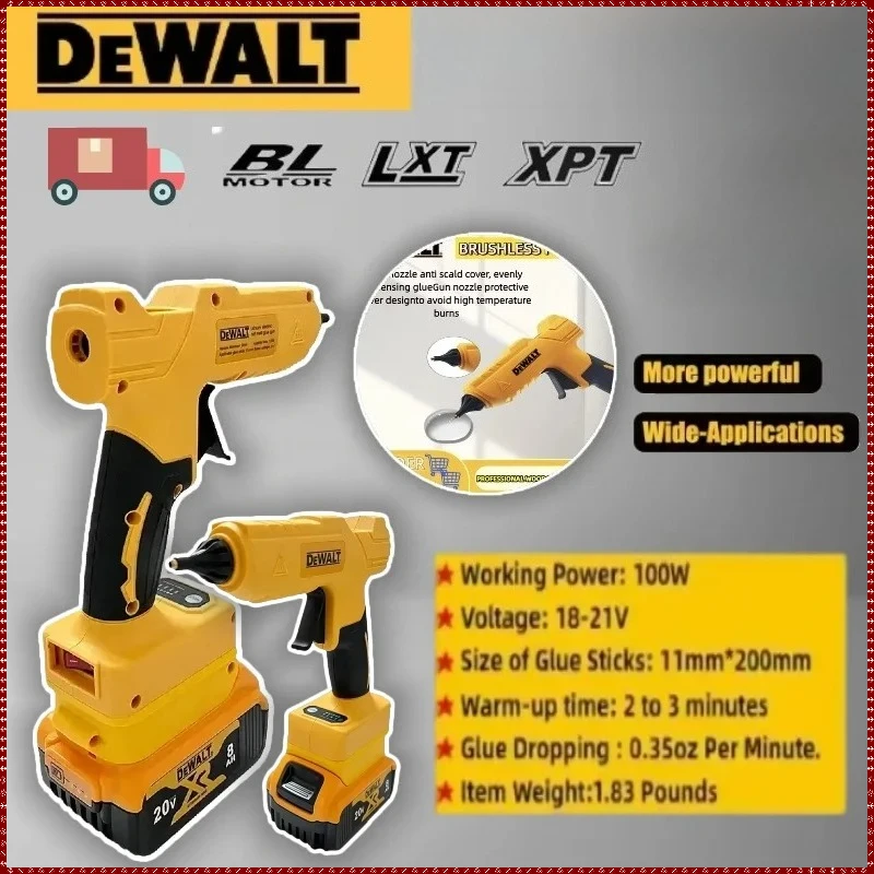 

Аккумуляторный ручной клеевой пистолет Dewalt для ремонта и DIY, термопистолет для сварки, с насадкой против ожогов, для аккумуляторов Dewalt