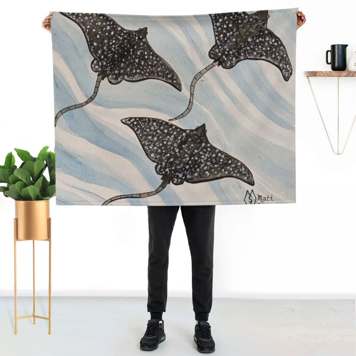 

Spotted Eagle Rays Throw Blanket Multi Use Warm Blanket for Living Room Bedroom