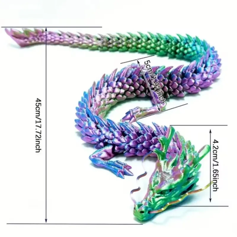 30/45cm 3D Printed Dragon Full Body Joints Movable Shenlong Crafts Ornaments Home Furnishings Decorations Desktop Creative Toys