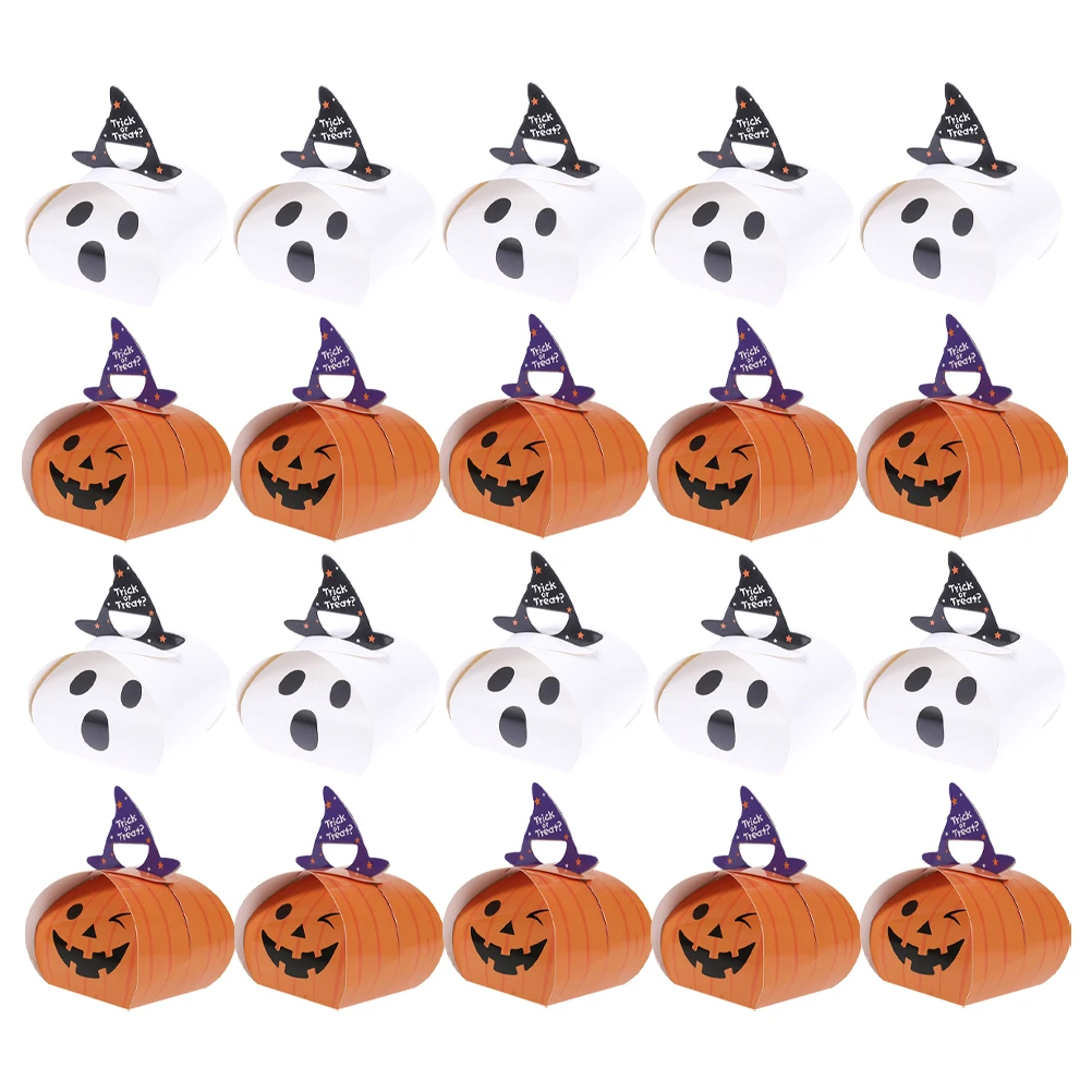 

50PCS Candy Boxes Halloween Gift Containers Creative Holders White Paper Bags Bright Color Storage Boxes Lightweight Reasonable