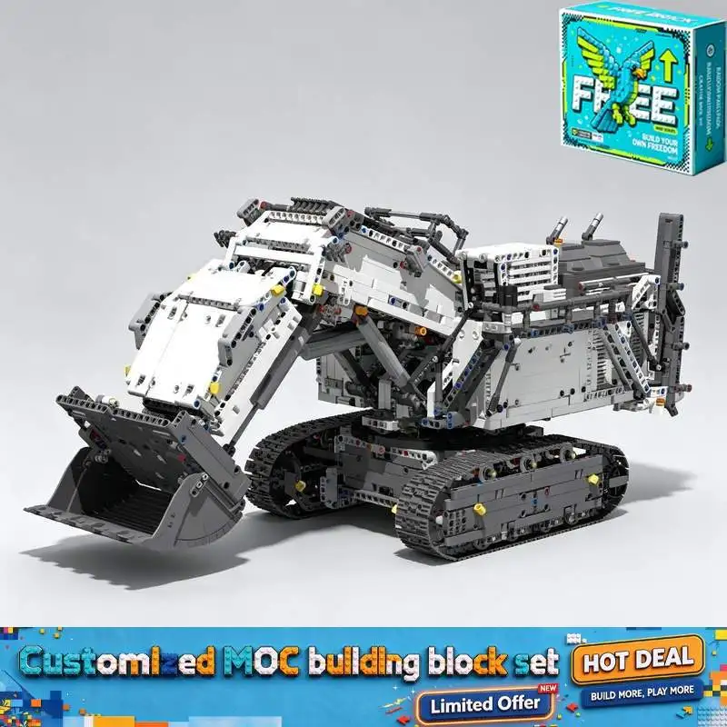 4155PCS MOC Remote Control Excavator Model Custom Building Blocks Construction Vehicle Crawler DIY Creative Assembly Toy Gift