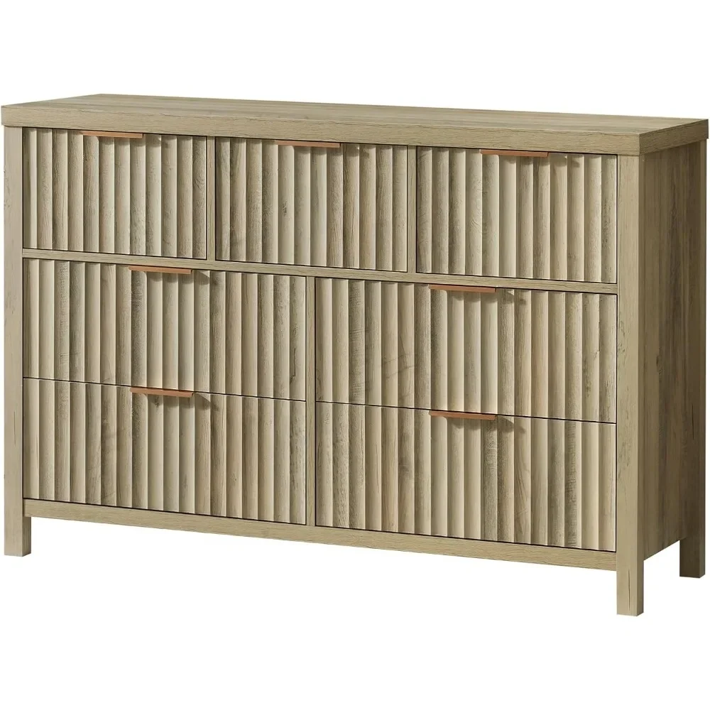 Oxford 7 Drawer Dresser Fluted 7 Drawers Dresser for Bedroom, Modern Wood Dressers & Chests of Drawers