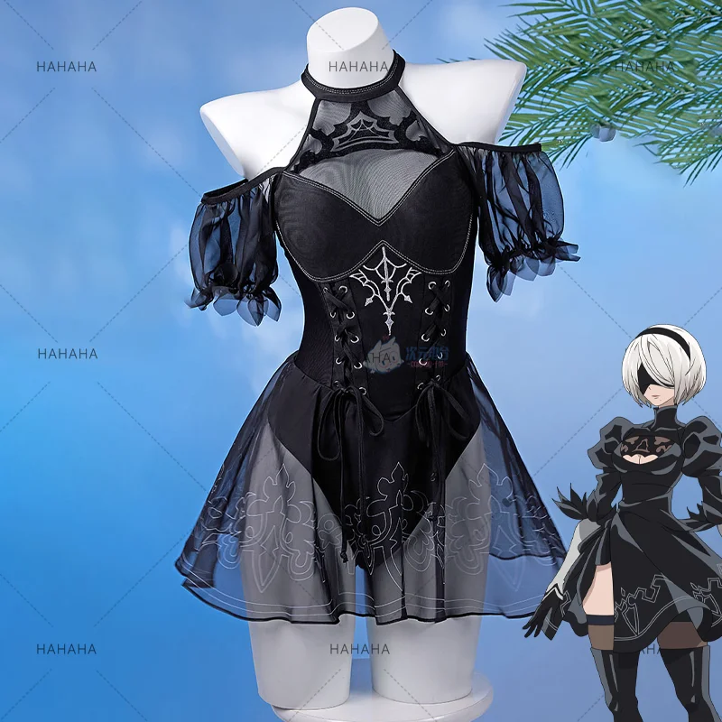Игра NieR YoRHa No.2 Type B Косплей Костюм 2B Купальники Парик Сексуальная Униформа Для Вечеринки У бассейна Hallowmas Comicon Летний Наряд