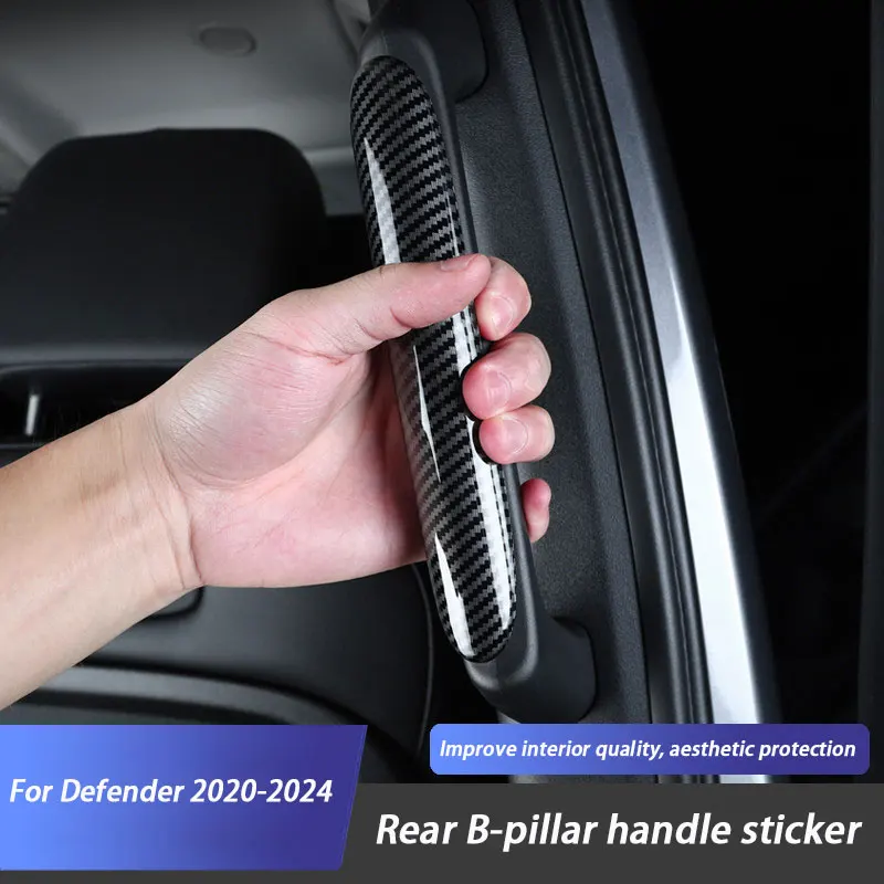 Carbon Fiber Pattern B-pillar Shake Hands Decorative Sticker for Land Rover Defender 110 2020-2025 Protect Accessories