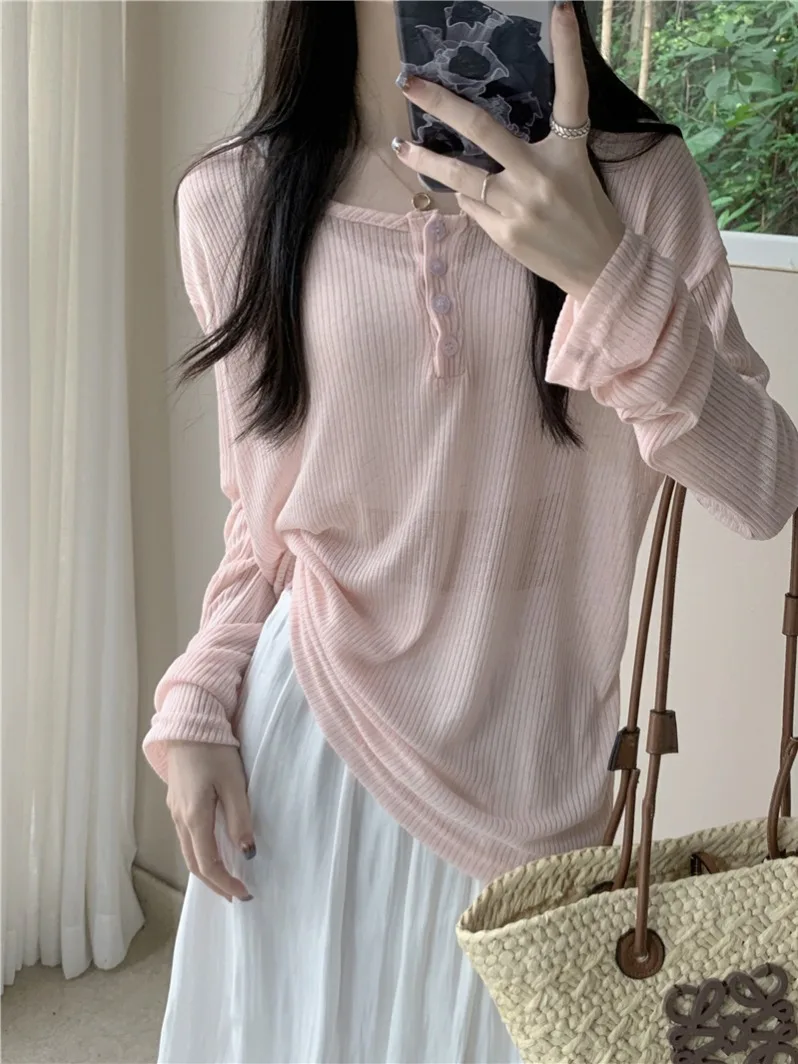 핑크 발롱스 베 아이스 실크 니트 여성 여름 얇은 아우터웨어 자외선 차단 에어컨 커버업 세미트렌디