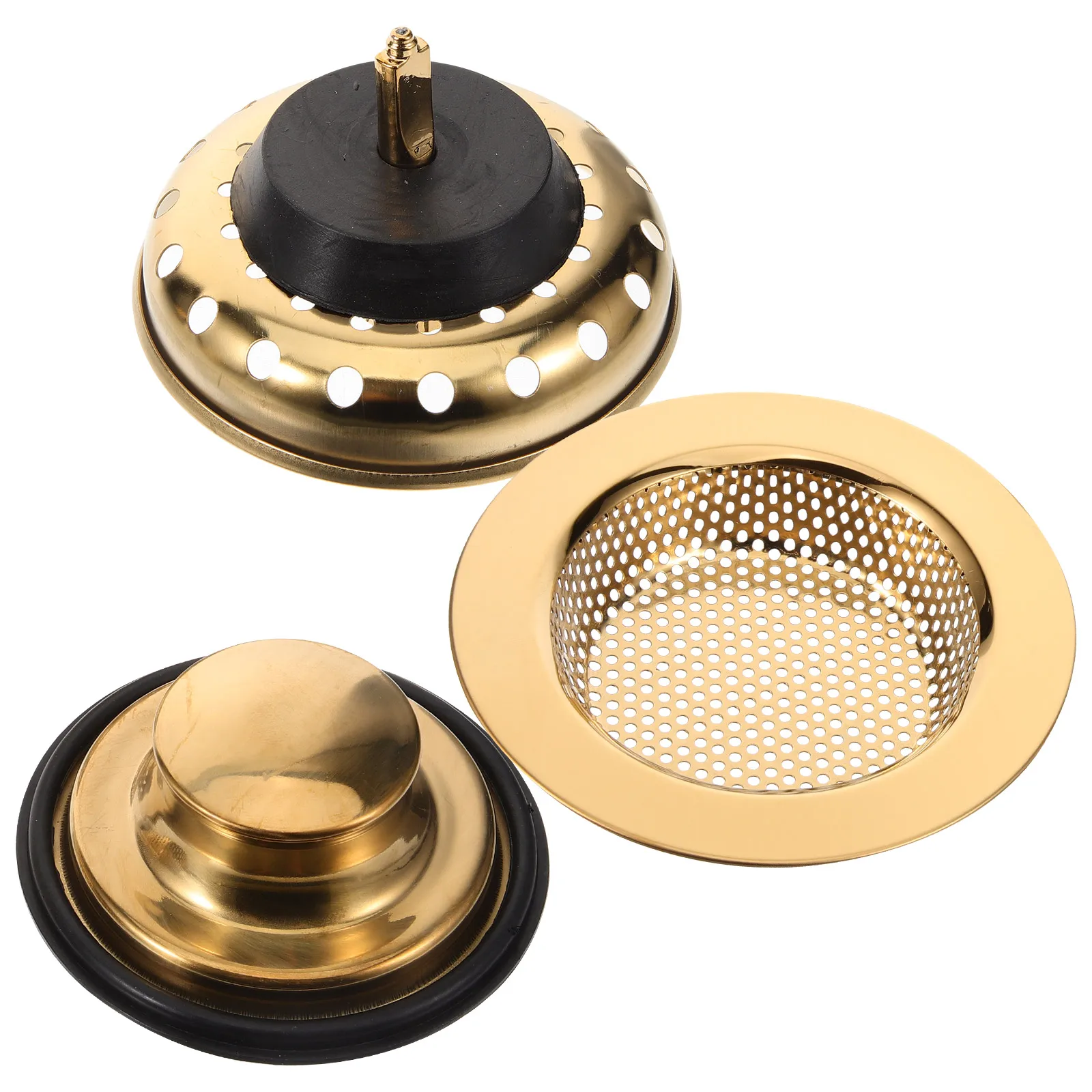 

1 set Stainless Steel Strainer Drain Basket Hair Catcher Kitchen Golden Sink Filter Basket Kitchen Sink Stopper