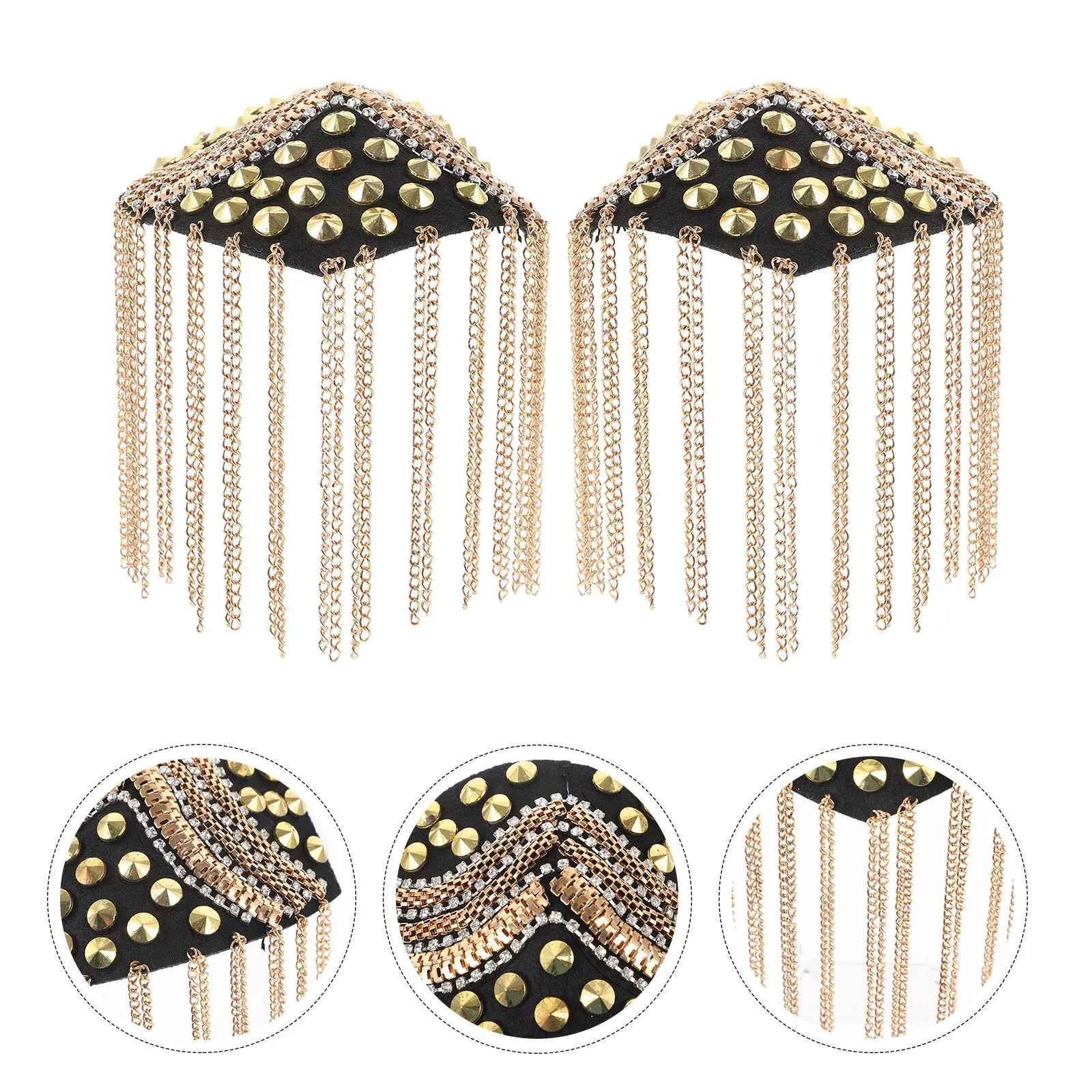 

1 Pair British Style Shoulder Boards Tassel Rivet Design Fashionable Decorative Shoulder Mark Durable Military Uniform