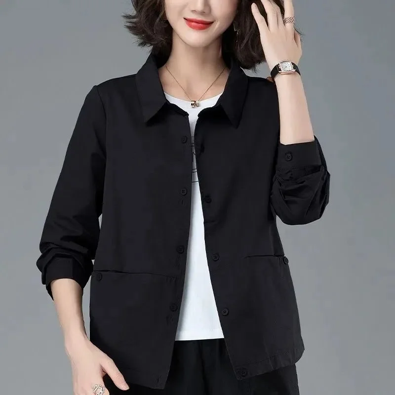 Women\'s Jacket 2024 New Spring Autumn Fashion Long Sleeve Middle-Mother\'s Casual Thin Short Coat Women Shirt Windbreaker Female